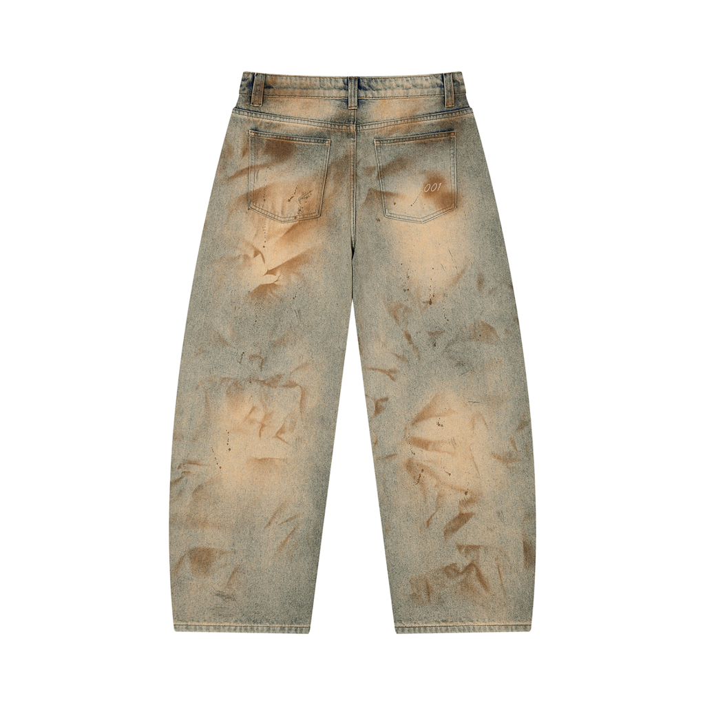 001 Men's Acid Wash Barrel Jeans