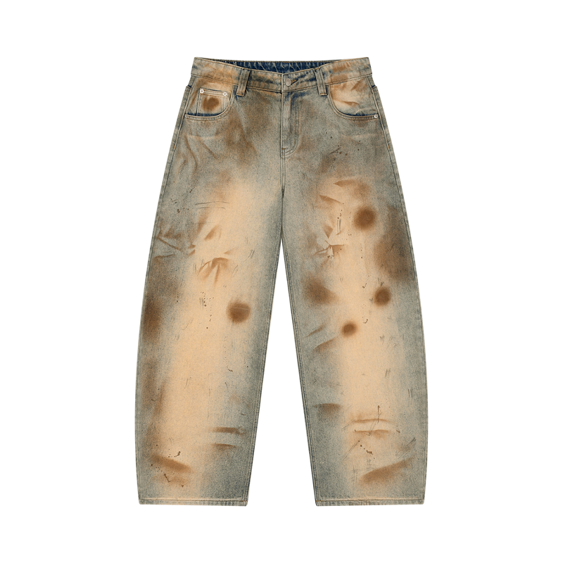 001 Men's Acid Wash Barrel Jeans